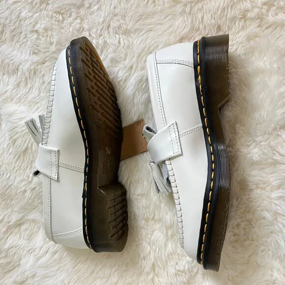 NEW w/o box Adrian yellow stitch leather tassel loafers