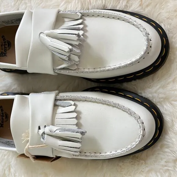 NEW w/o box Adrian yellow stitch leather tassel loafers