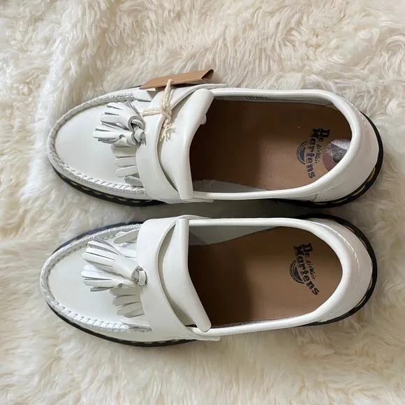 NEW w/o box Adrian yellow stitch leather tassel loafers