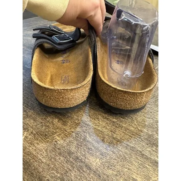 New w/o Box Birkenstock Arizona Velvet Grey Soft Footbed Regular Size 46 13/13.5