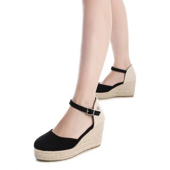 NEW XTI women's wedge espadrilles sandal in black