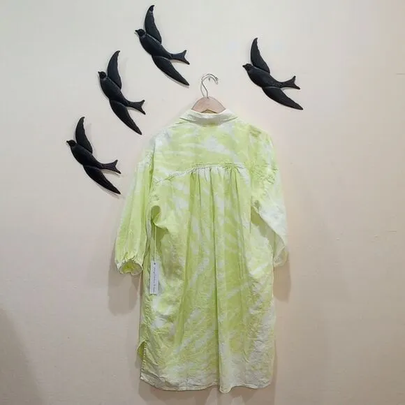 NEW! Young Fabulous and Broke YFB Tie Dye Linen Blend Sand Dollar Shirt Dress