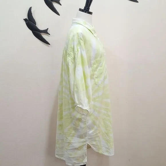 NEW! Young Fabulous and Broke YFB Tie Dye Linen Blend Sand Dollar Shirt Dress