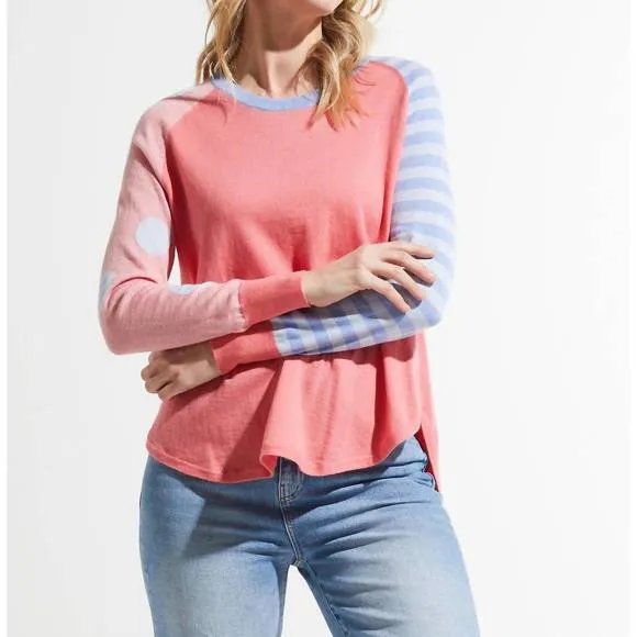 NEW ZAKET &amp; PLOVER spots and stripes sweater in flamingo
