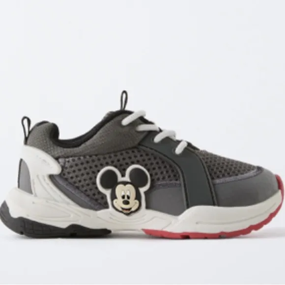 New Zara Disney Mickey Mouse Grey Sneakers size21