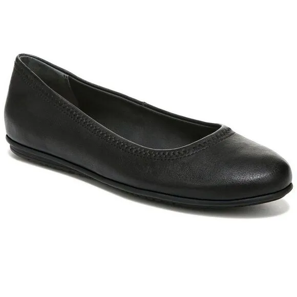 New Zodiac Sonia Womens Leather Round Toe Ballet Black Flats size 8