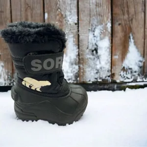 New Sorel toddler boots winter snow waterproof black white unisex 4