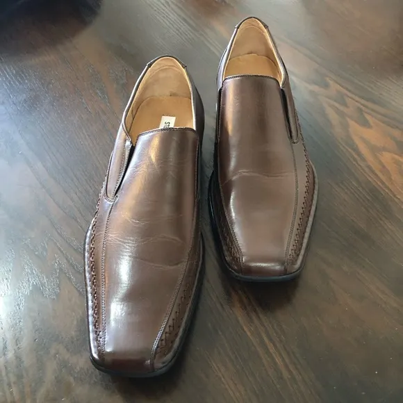 NEW🌟Steve Madden P-Trace Men's Brown Leather Dress Slip-On/Loafers Shoes Sz 12