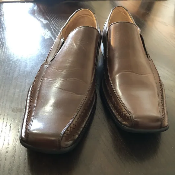 NEW🌟Steve Madden P-Trace Men's Brown Leather Dress Slip-On/Loafers Shoes Sz 12