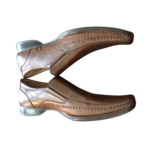 NEW🌟Steve Madden P-Trace Men's Brown Leather Dress Slip-On/Loafers Shoes Sz 12