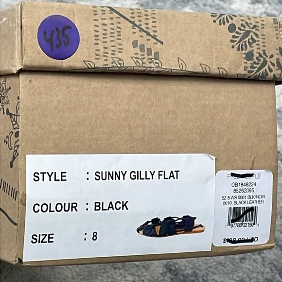 NIB Free People Sunny Gilly Flat Sandals Black Strappy Braided Sz 8