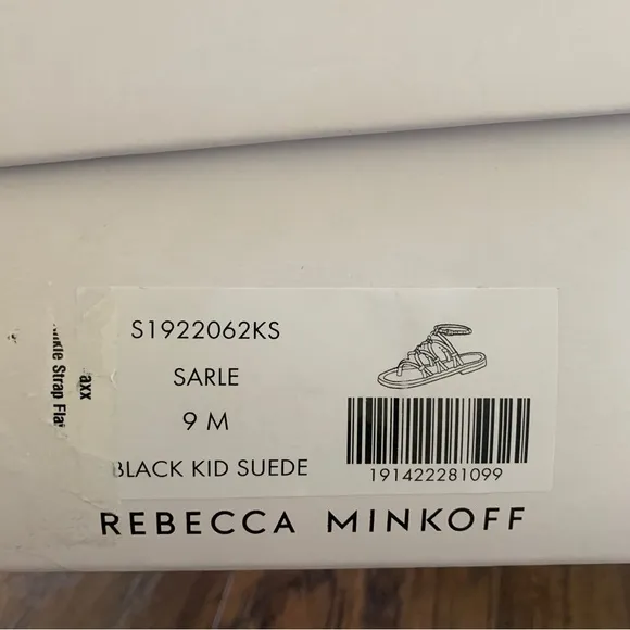 NIB Rebecca Minkoff Sarle Black Strappy Sandals Minimalist Suede Capsule Size 9