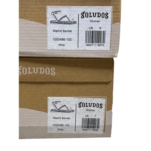 NIB Soludos Madrid Strappy Leather Braided White Flat Sandals