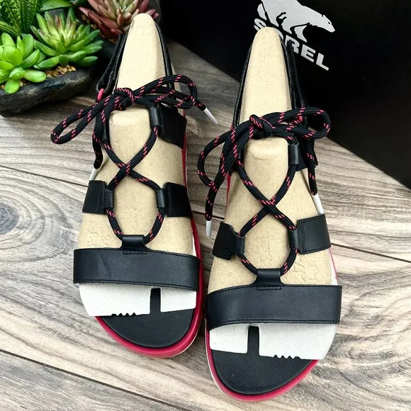 NIB Sorel Roaming Lace 8 Slingback Gladiator Flat Leather Sandals