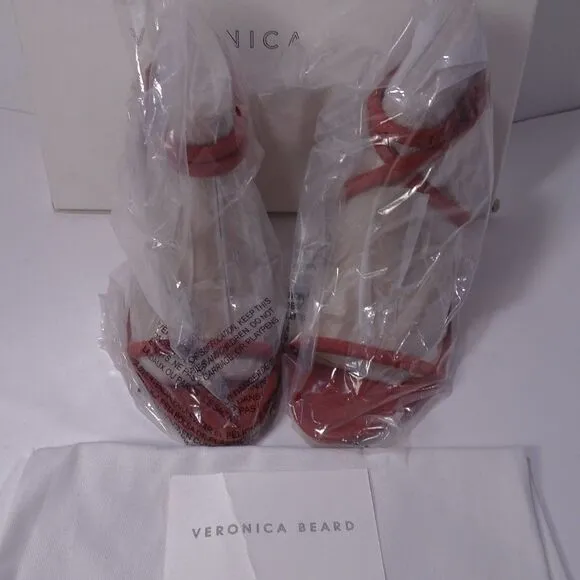 NIB Veronica Beard Marceline Strappy Sandals Pumps Redwood Burgundy NWT 350 7.5