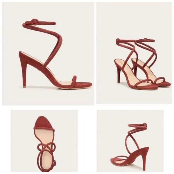 NIB Veronica Beard Marceline Strappy Sandals Pumps Redwood Burgundy NWT 350 7.5