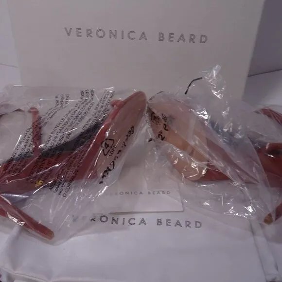 NIB Veronica Beard Marceline Strappy Sandals Pumps Redwood Burgundy NWT 350 7.5