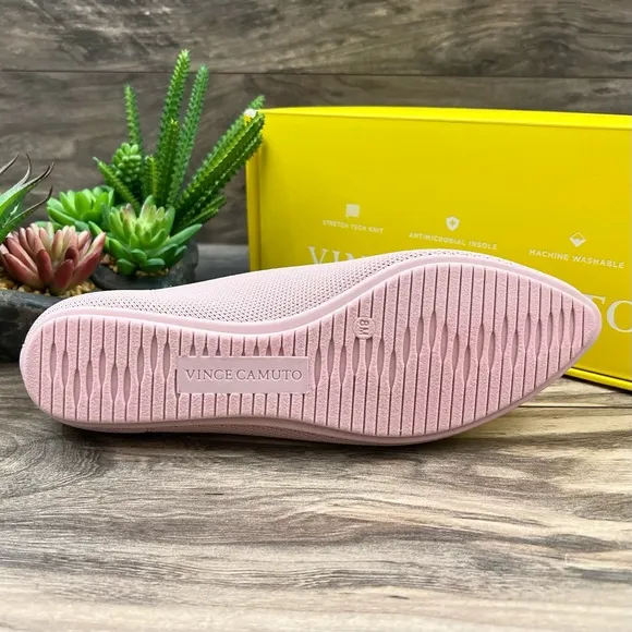 NIB Vince Camuto Flanna Bow Ballet Flats Mauve Washable Knit Lightweight 8M