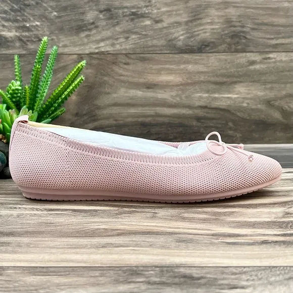 NIB Vince Camuto Flanna Bow Ballet Flats Mauve Washable Knit Lightweight 8M