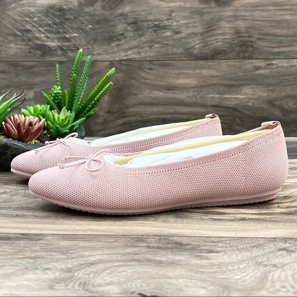 NIB Vince Camuto Flanna Bow Ballet Flats Mauve Washable Knit Lightweight 8M