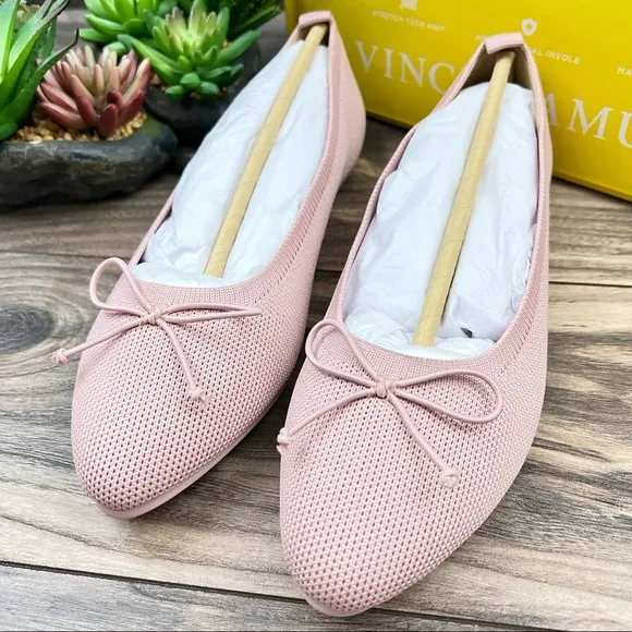 NIB Vince Camuto Flanna Bow Ballet Flats Mauve Washable Knit Lightweight 8M