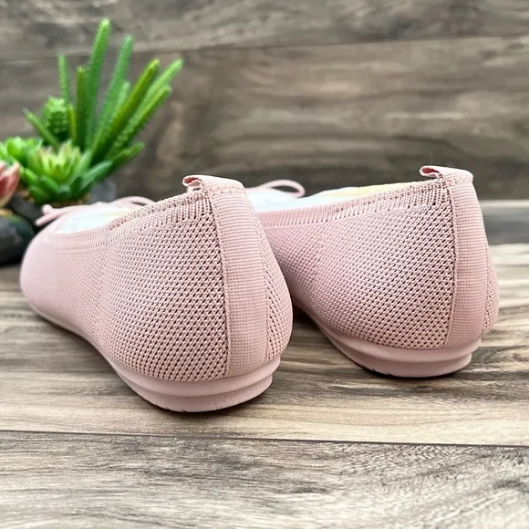 NIB Vince Camuto Flanna Bow Ballet Flats Mauve Washable Knit Lightweight 8M