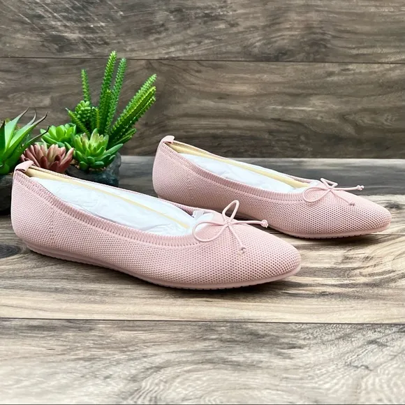 NIB Vince Camuto Flanna Bow Ballet Flats Mauve Washable Knit Lightweight 8M
