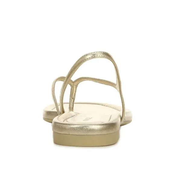 Nib Vince Deana Leather Slingback Thong Strappy Sandals in Champagne