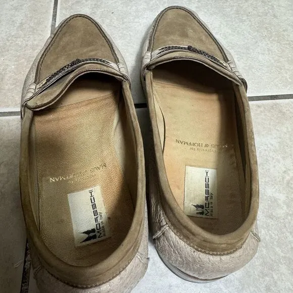 NICE Moreschi Men's 9 Italy Solf Calf Brown Leather Loafers Slip On Dress Shoes