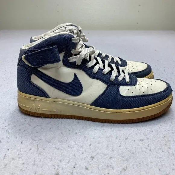 Nike Air Force 1 Mid Denim Gum Hi Top Sneakers Men's 12 Y2K 315123-408