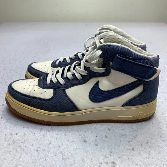 Nike Air Force 1 Mid Denim Gum Hi Top Sneakers Men's 12 Y2K 315123-408