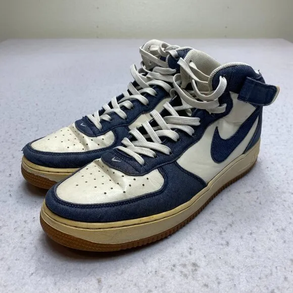 Nike Air Force 1 Mid Denim Gum Hi Top Sneakers Men's 12 Y2K 315123-408