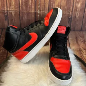 Nike Air Force Ebernon Men’s Black And Red Mid Top Basketball Sneakers Size 13