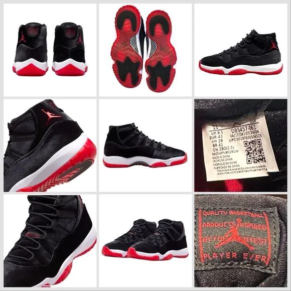 Nike Air Jordan 11 Bred Retro High OG Velvet Sneakers Women’s Size 11
