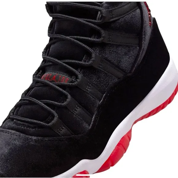 Nike Air Jordan 11 Bred Retro High OG Velvet Sneakers Women’s Size 11