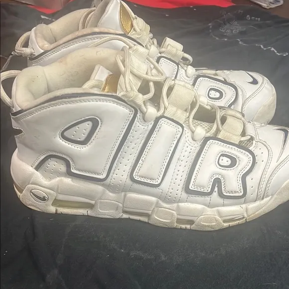 Nike Air More Uptempo White Midnight Navy GS 415082-109 Size 11 pre owned