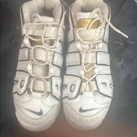 Nike Air More Uptempo White Midnight Navy GS 415082-109 Size 11 pre owned