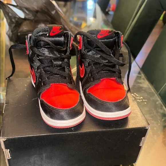 Nike Black and Red High-Top Sneakers