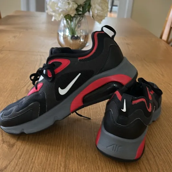 Nike Black and Red Sneakers with Chunky Design