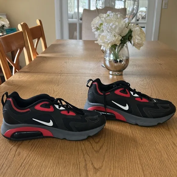 Nike Black and Red Sneakers with Chunky Design