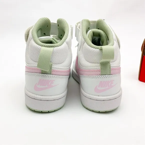 Nike Court Borough Mid 2 GS Summit White Pink Foam High Top Sneakers