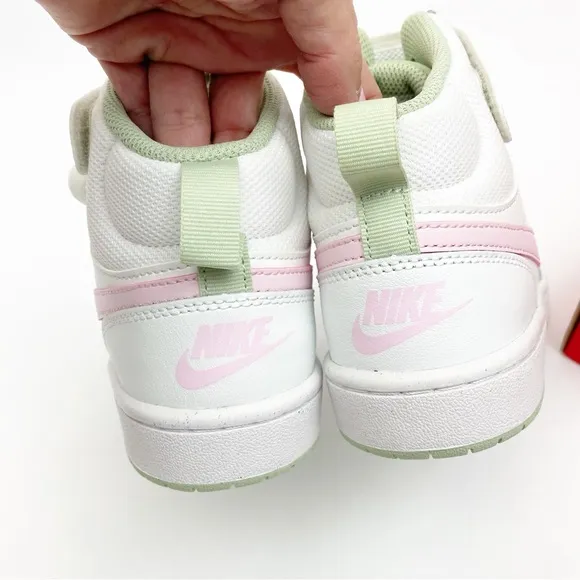 Nike Court Borough Mid 2 GS Summit White Pink Foam High Top Sneakers