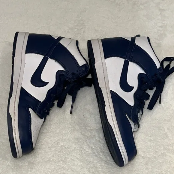 Nike Dunk High-Top Sneakers in Navy and White