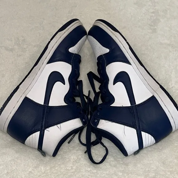 Nike Dunk High-Top Sneakers in Navy and White