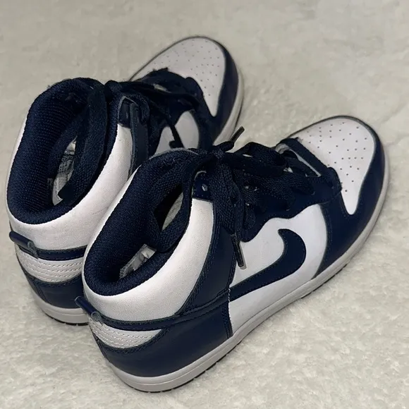 Nike Dunk High-Top Sneakers in Navy and White