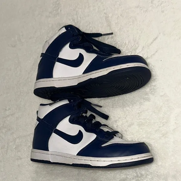 Nike Dunk High-Top Sneakers in Navy and White