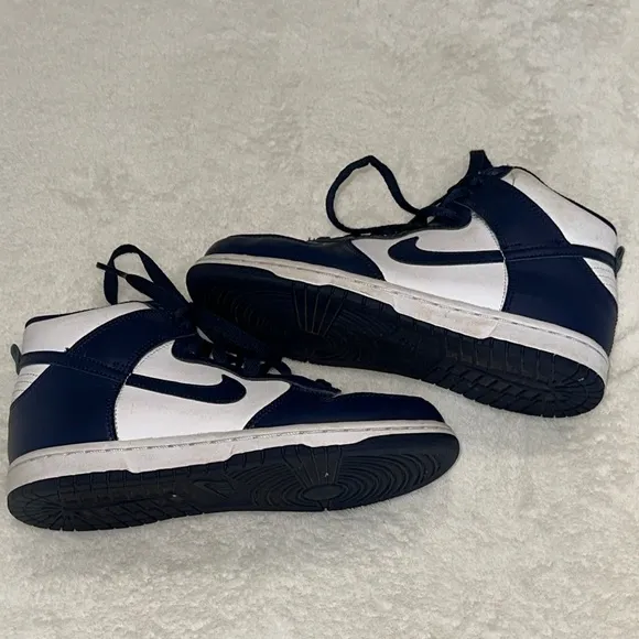 Nike Dunk High-Top Sneakers in Navy and White