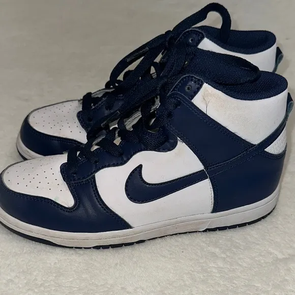 Nike Dunk High-Top Sneakers in Navy and White