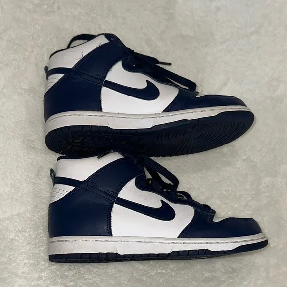 Nike Dunk High-Top Sneakers in Navy and White