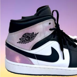 NIKE Jordan Black and Purple High-Top Sneakers